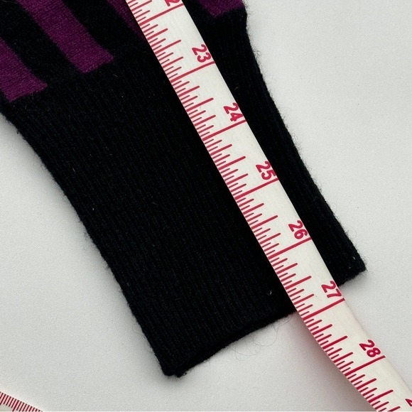 Purple Black Striped Crew Neck Long Sleeve Sweater Women's Size L Cashmere - Picture 14 of 15